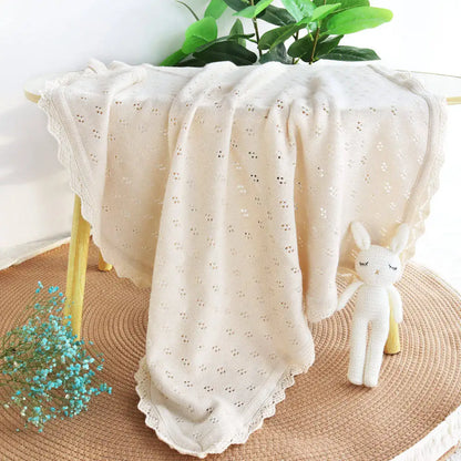 Knitted Baby Blanket - Newborn Baby Shower Gift Cotton Swaddle Wrap