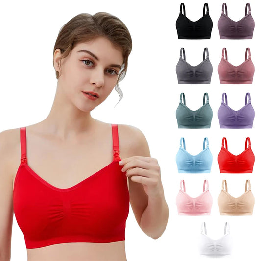 Maternity Nursing Bra - Detachable Seamless Breastfeeding Bralette for Pregnant Women, Plus Size Available