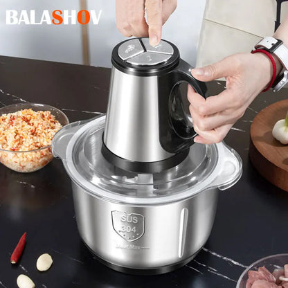 Electric Meat Mincer Grinder Stainless Steel Chopper 5L Food Processor Garlic Mud Maker Blender Large Capacity Kitchen Utensils