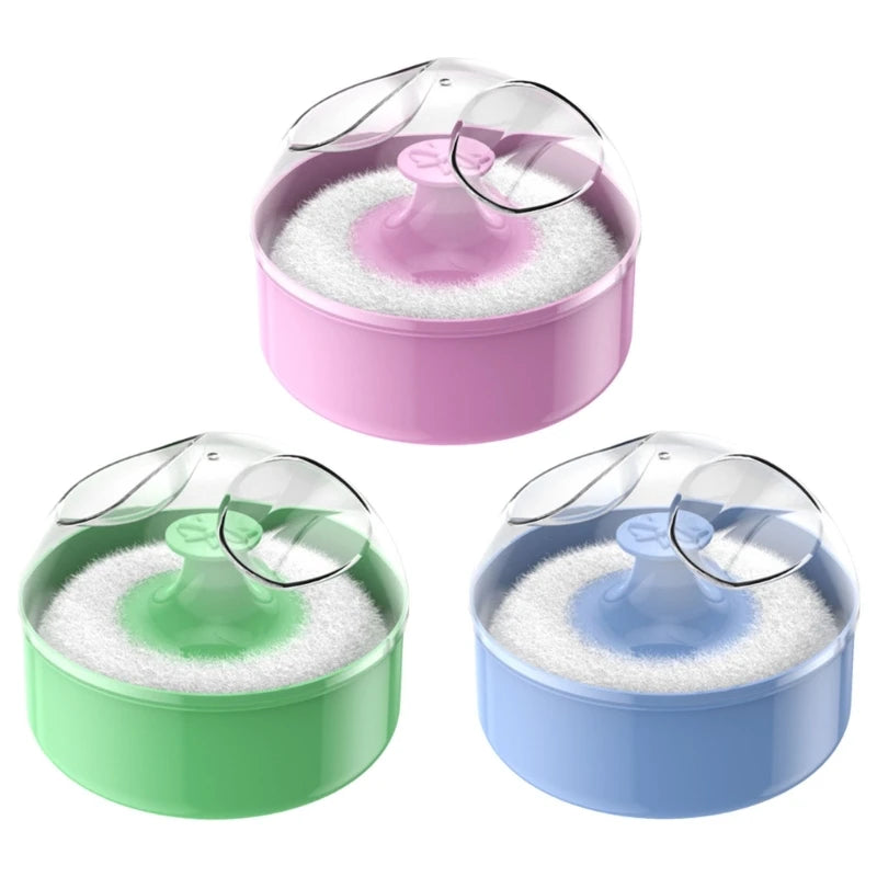 Baby Body Cosmetic Powder Puff with Container Case - Body Care Tool for Newborns