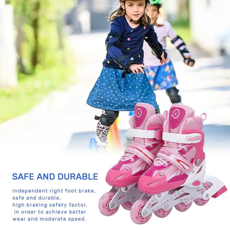 Adjustable Inline Roller Skates for Kids - Multi-Color Durable Skates with Triple Sealing for Safety