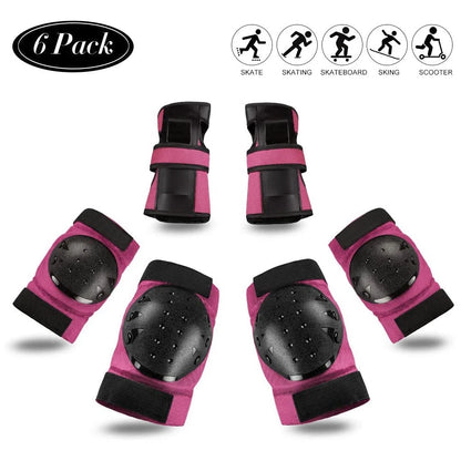 6Pcs/Set Protective Gear Set for Youth and Adults - Knee Pads, Elbow Pads, and Wrist Guards (3 in 1) for Skateboarding, Skating, and Multi-Sports