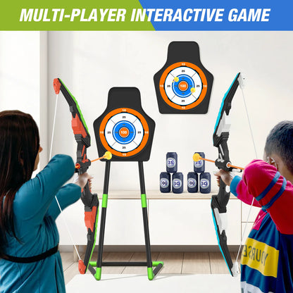 2 Pack Bow and Arrow for Kids - LED Light Up Archery Set with 24 Suction Cup Arrows, Indoor & Outdoor Sports Gift for Boys & Girls