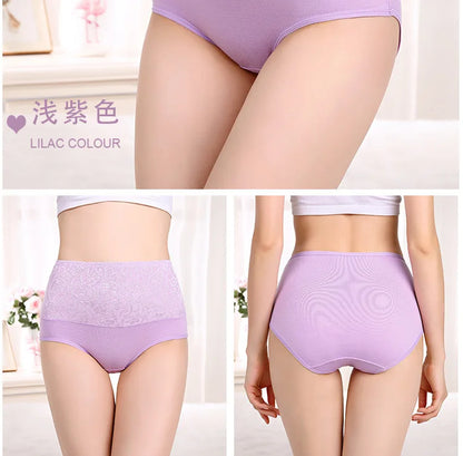 3Pcs Plus Size Cotton Panties for Women - High Waist Abdominal Briefs for Postpartum Recovery