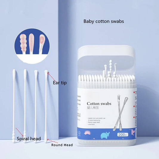 200pcs Double Disposable Cotton Swabs - Lint-Free Makeup and Ear Cleaning Sticks