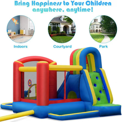 Inflatable Slide & Bounce House Combo with Waterslide & Ball Pit for Kids - Wet/Dry Outdoor Fun with Splash Pool