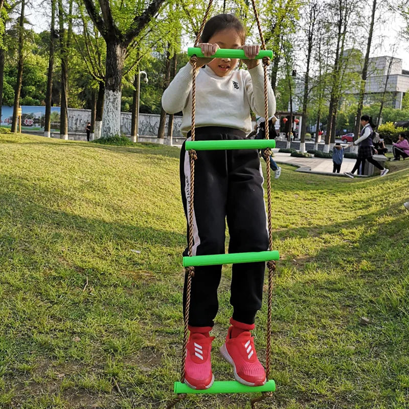 Climbing Rope Ladder for Kids - Outdoor Playground Swing, Tree House, Backyard Games, and Sensory Integration Training Equipment