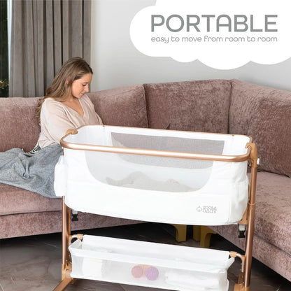 Bassinet Bedside Sleeper for Baby – Easy Folding Portable Crib with Storage Basket for Newborns