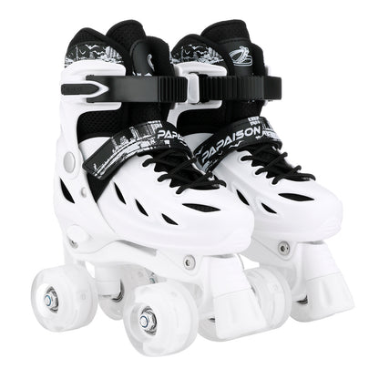 Kids Roller Skate Shoes - 4-Wheel Skating Sneakers with Flashing Wheels & Protective Gear for Boys & Girls