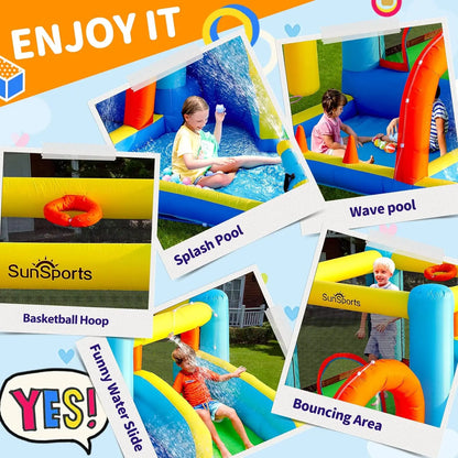 Inflatable Pool Slide - Kids' Bounce House and Slide for Outdoor Parties, Inflatable Water Slide for Backyard Fun