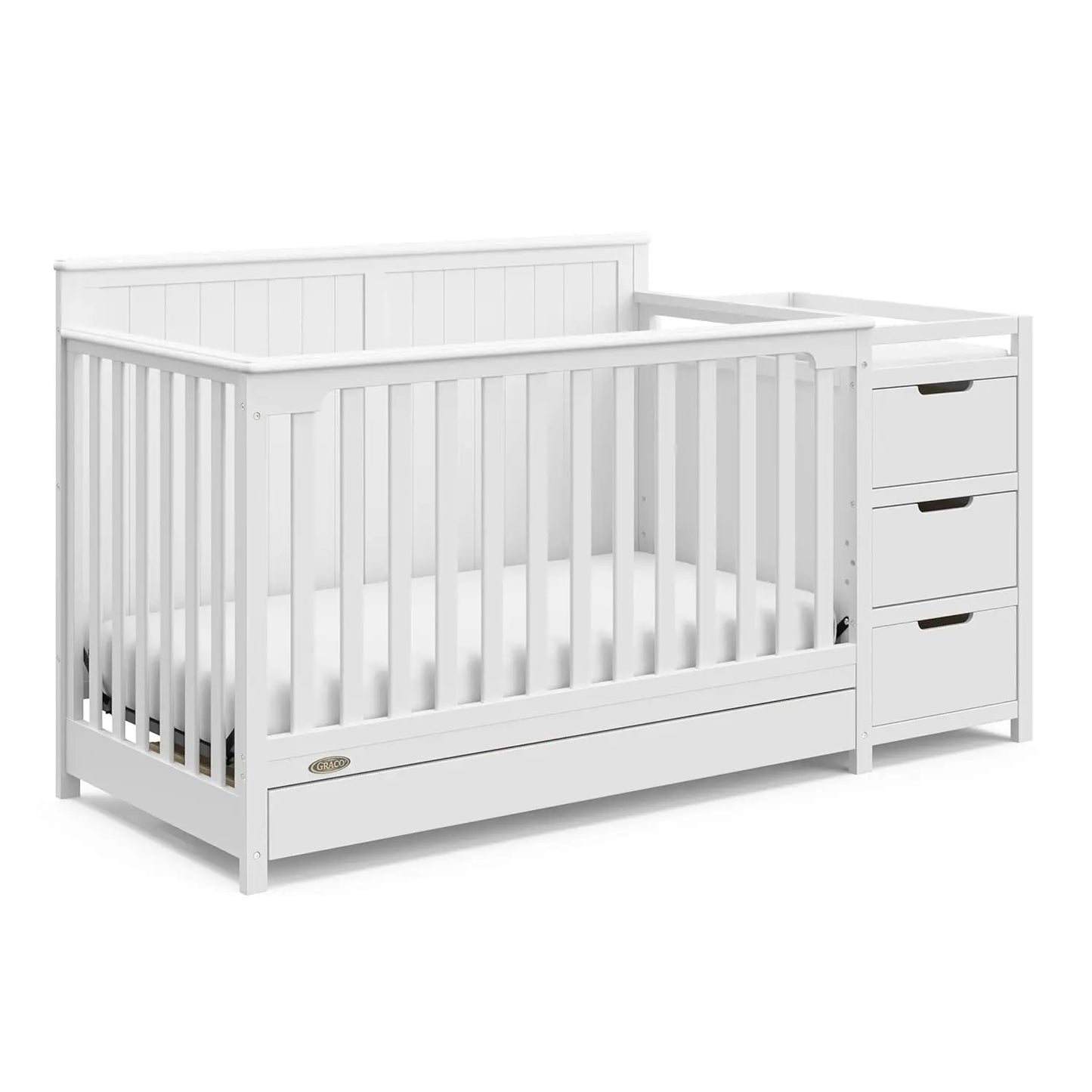 GREENGUARD Gold Certified Crib and Changing Table Combo with Drawer, Includes Baby Changing Pad, Converts to Full-Size Bed