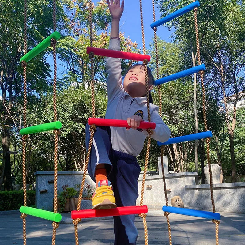 Climbing Rope Ladder for Kids - Outdoor Playground Swing, Tree House, Backyard Games, and Sensory Integration Training Equipment