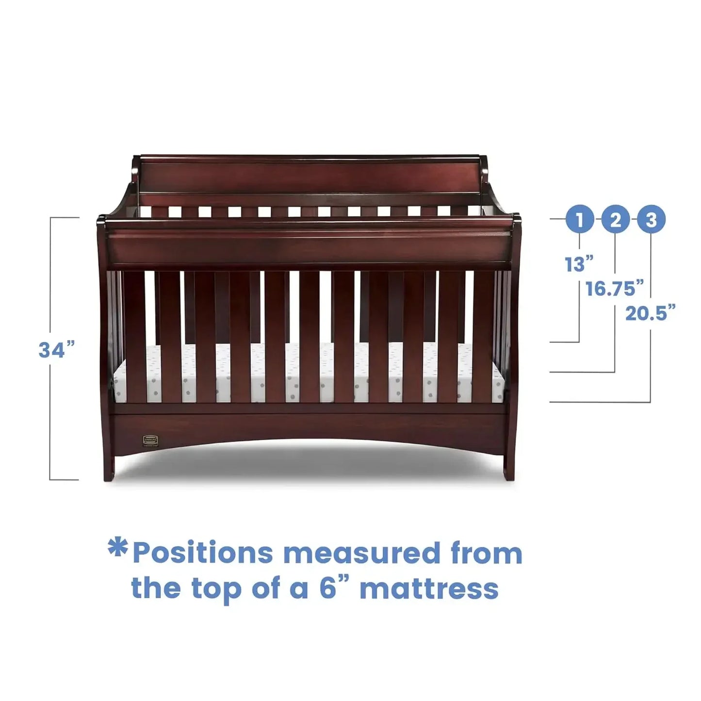 Delta Children Bentley S Series 4-in-1 Convertible Baby Crib - Black Cherry Espresso