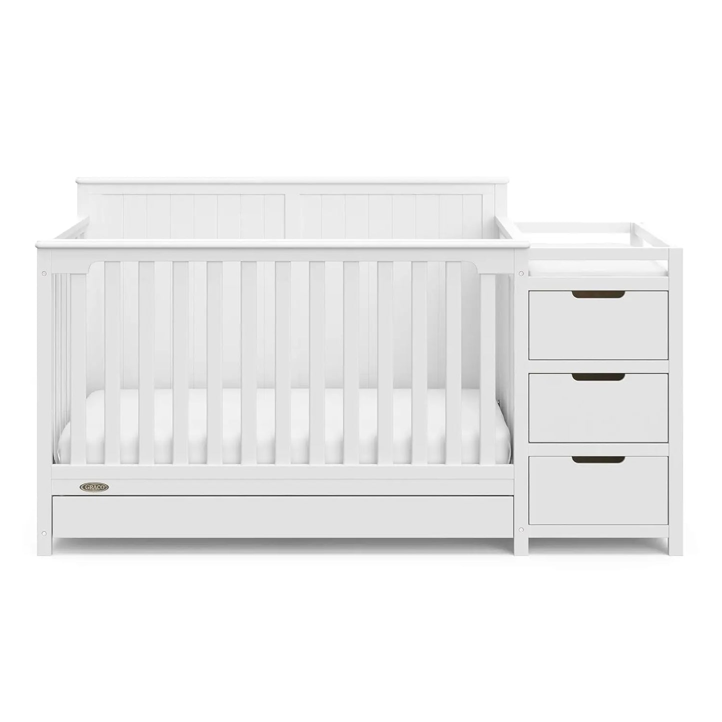 GREENGUARD Gold Certified Crib and Changing Table Combo with Drawer, Includes Baby Changing Pad, Converts to Full-Size Bed