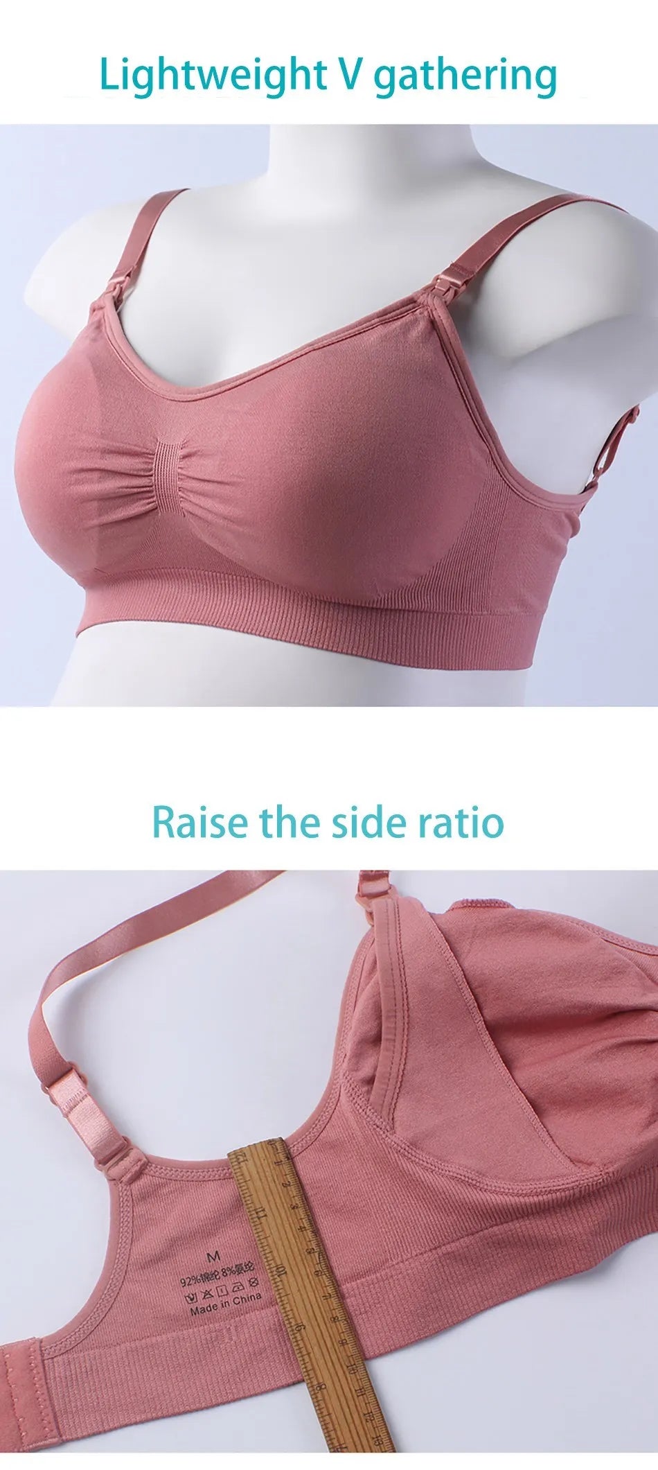 Maternity Nursing Bra - Detachable Seamless Breastfeeding Bralette for Pregnant Women, Plus Size Available