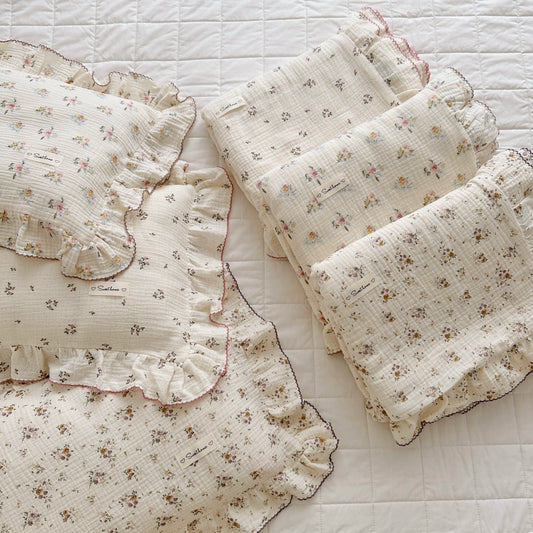 Vintage Floral Muslin Cotton Baby Crib Bedding Set