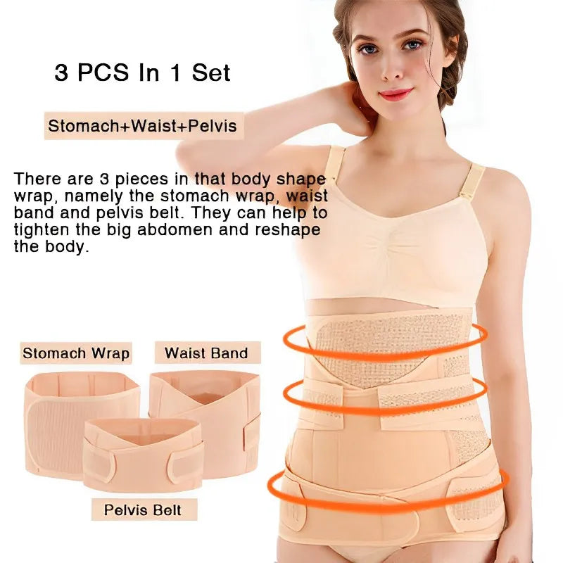 3-in-1 Postpartum Belly Band - Tummy, Pelvis, and Waist Trainer Recovery Belt for Pregnant Women