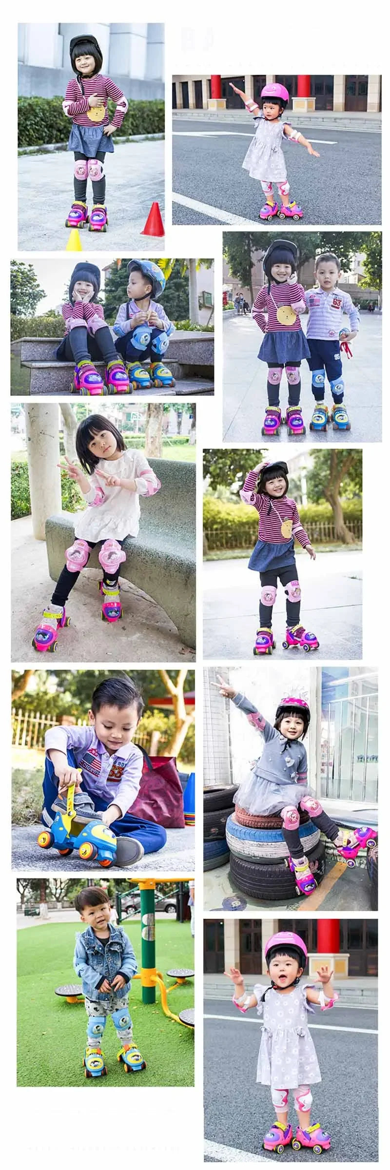 Adjustable Double Row Roller Skates for Kids - Safety Off Button & Durable Design with 4-Wheel Setup