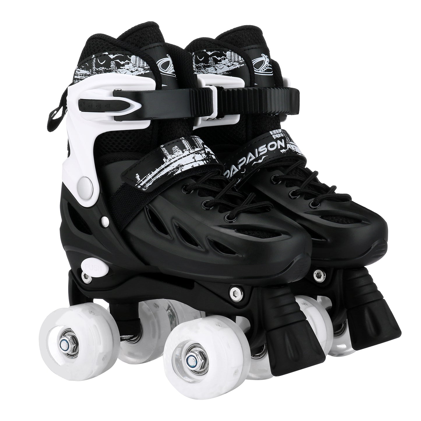 Kids Roller Skate Shoes - 4-Wheel Skating Sneakers with Flashing Wheels & Protective Gear for Boys & Girls