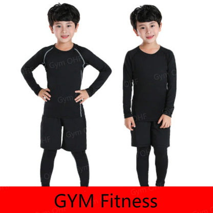 Kids Compression Shirt and Shorts Set - Boys Sport Training T-Shirt & Gymnastics Clothing for Soccer Training (2022 New)