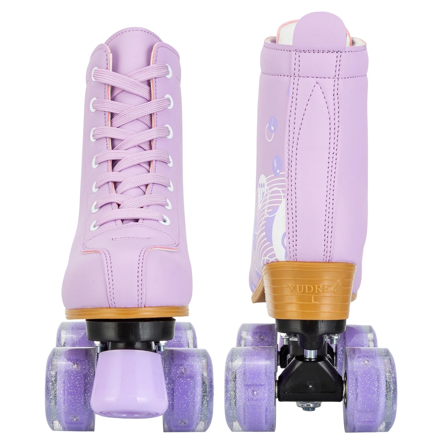 Pink & Purple Double Row Roller Skates for Women & Kids - Breathable Leather 4-Wheel Skating Sneakers