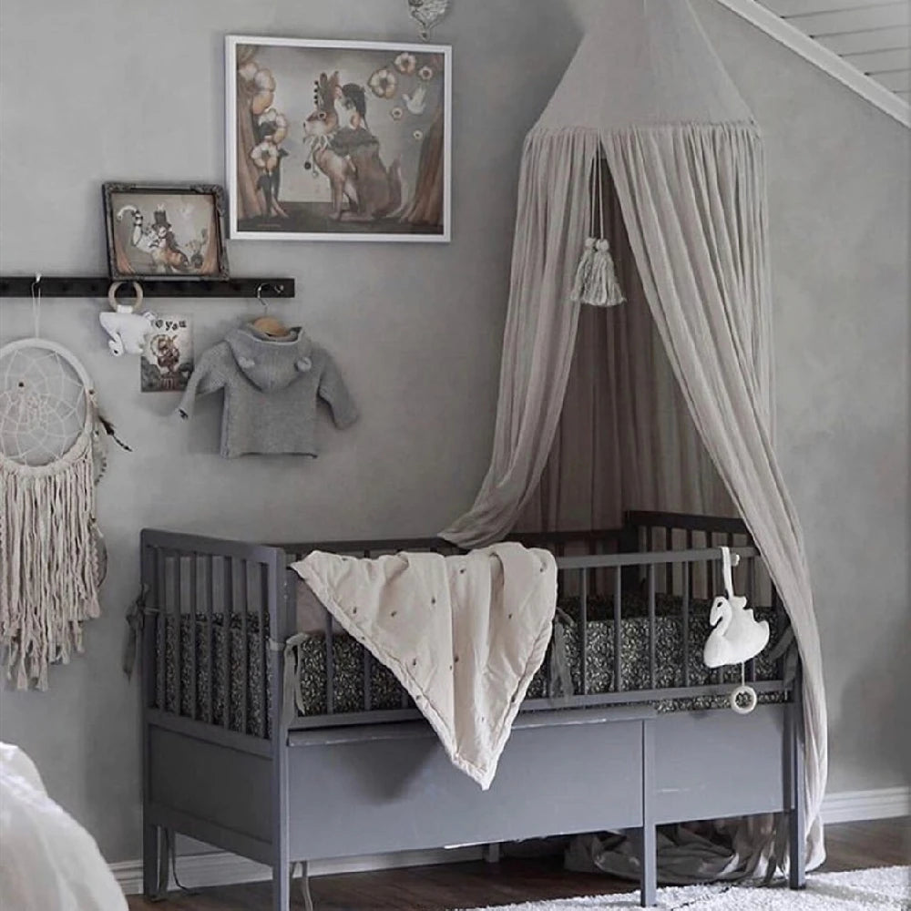 Baby Mosquito Net for Crib - Cotton Hanging Dome Curtain