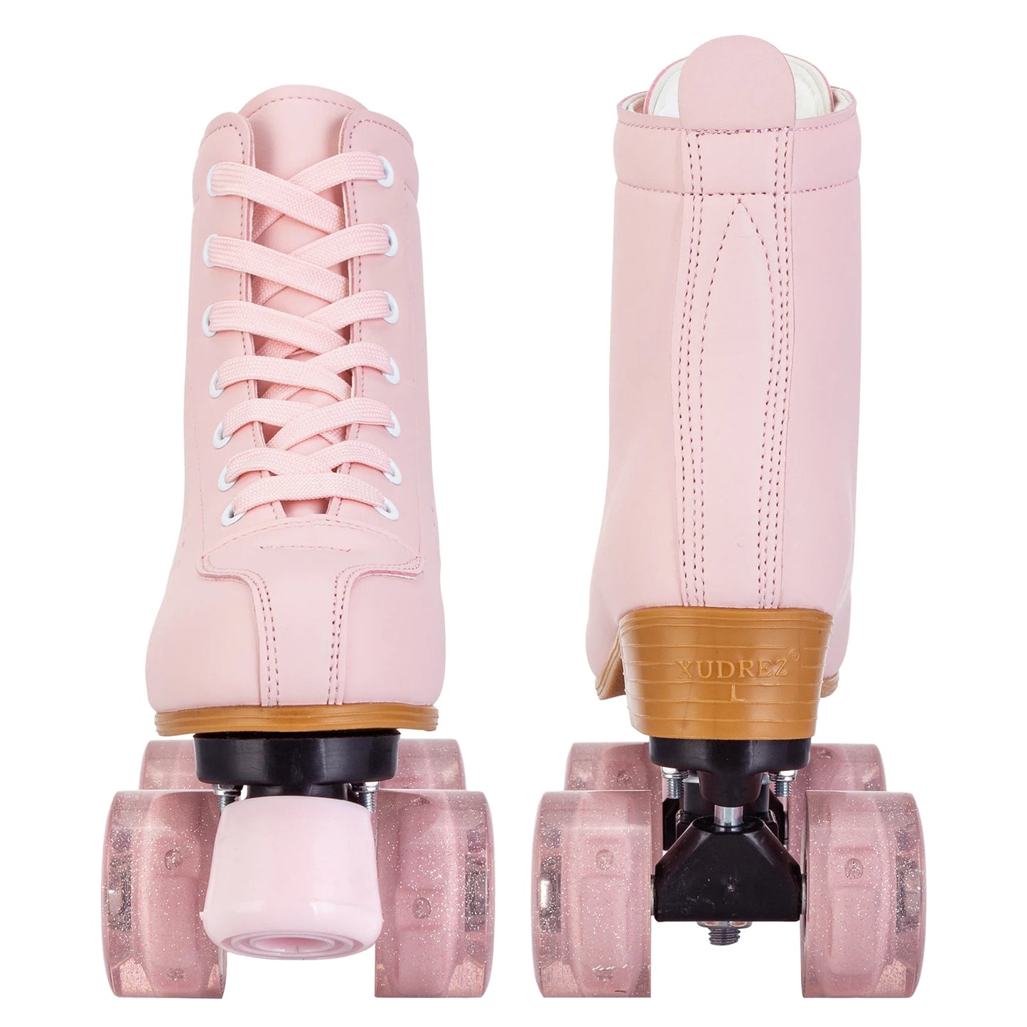 Pink & Purple Double Row Roller Skates for Women & Kids - Breathable Leather 4-Wheel Skating Sneakers