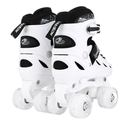 Kids Roller Skate Shoes - 4-Wheel Skating Sneakers with Flashing Wheels & Protective Gear for Boys & Girls