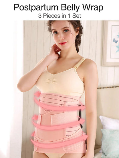 3-in-1 Postpartum Belly Band - Tummy, Pelvis, and Waist Trainer Recovery Belt for Pregnant Women