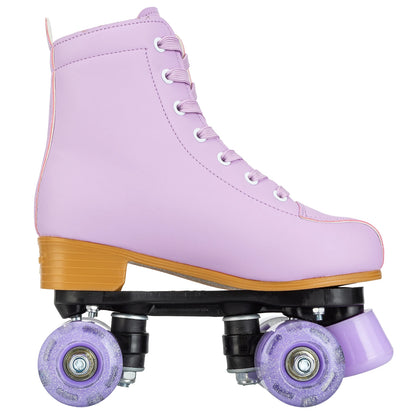 Pink & Purple Double Row Roller Skates for Women & Kids - Breathable Leather 4-Wheel Skating Sneakers