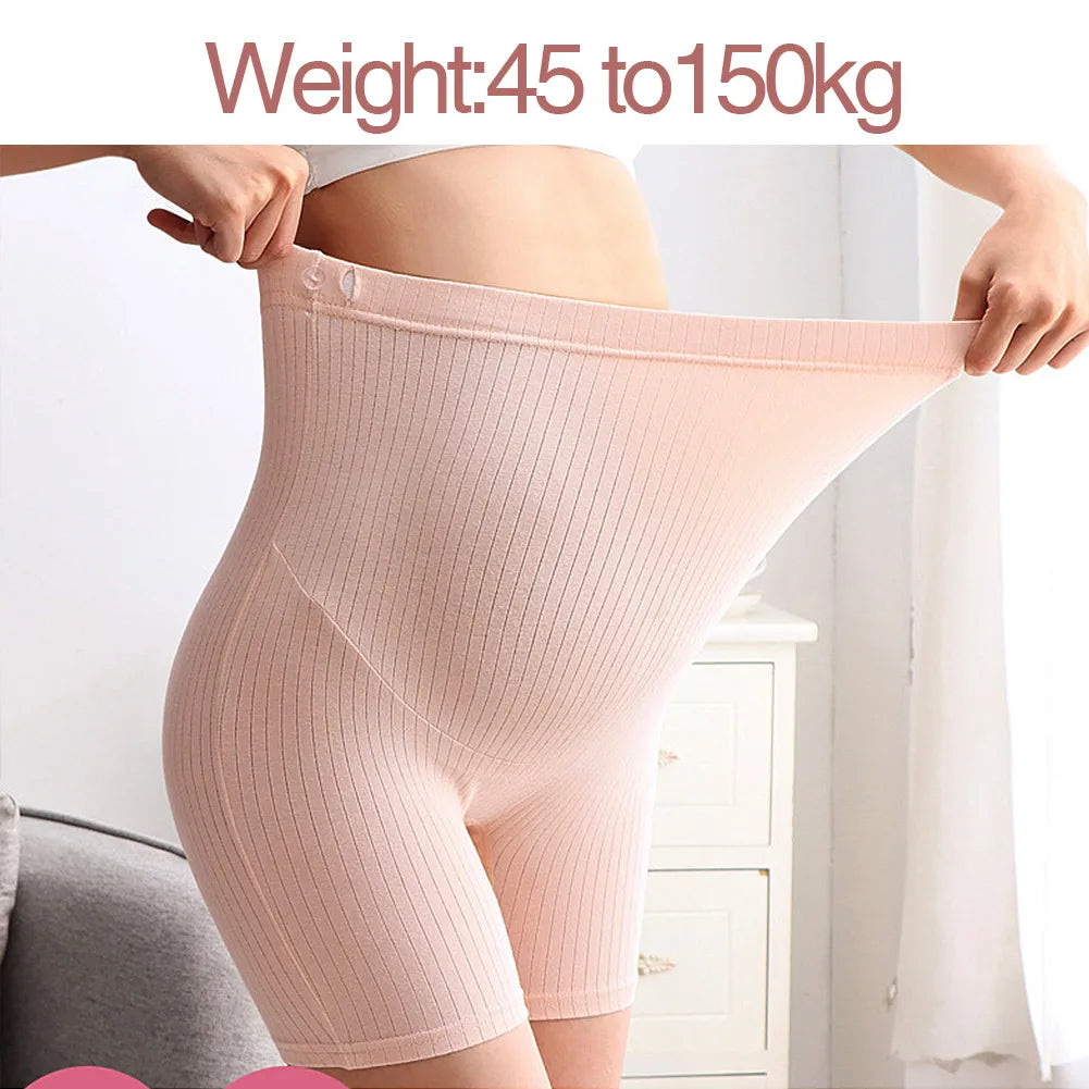 Plus Size Maternity Striped Tights - High Elasticity Breathable Pregnancy Safety Shorts