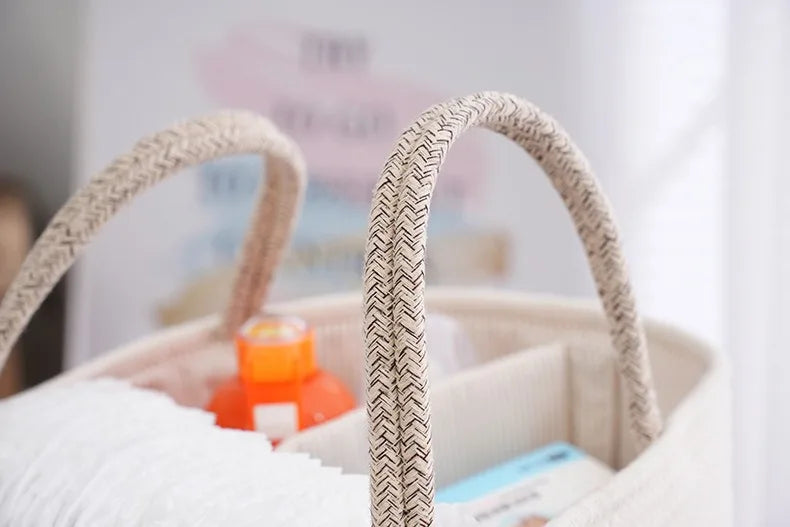 Multi functional travel portable mommy bag, cotton rope, hand-held frame diaper storage bag, baby diaper storage basket