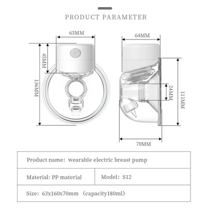 Hands-Free Electric Breast Pump - Portable Wearable Wireless Milk Extractor with UV Disinfection