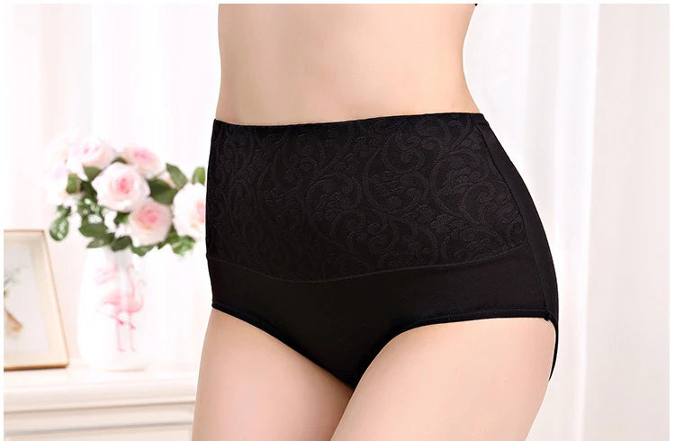 3Pcs Plus Size Cotton Panties for Women - High Waist Abdominal Briefs for Postpartum Recovery