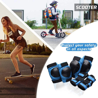 6Pcs/Set Protective Gear Set for Youth and Adults - Knee Pads, Elbow Pads, and Wrist Guards (3 in 1) for Skateboarding, Skating, and Multi-Sports