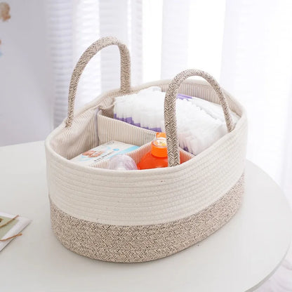 Multi functional travel portable mommy bag, cotton rope, hand-held frame diaper storage bag, baby diaper storage basket