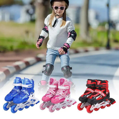 Adjustable Inline Roller Skates for Kids - Multi-Color Durable Skates with Triple Sealing for Safety