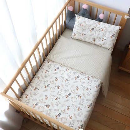 3 Pcs Baby Crib Bedding Set - Cotton Bed Linens