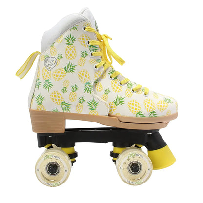 Classic Adjustable Children's Roller Skates - 3-7 Years, Girls Crushed Pineapple Design, Durable Indoor and Outdoor Use