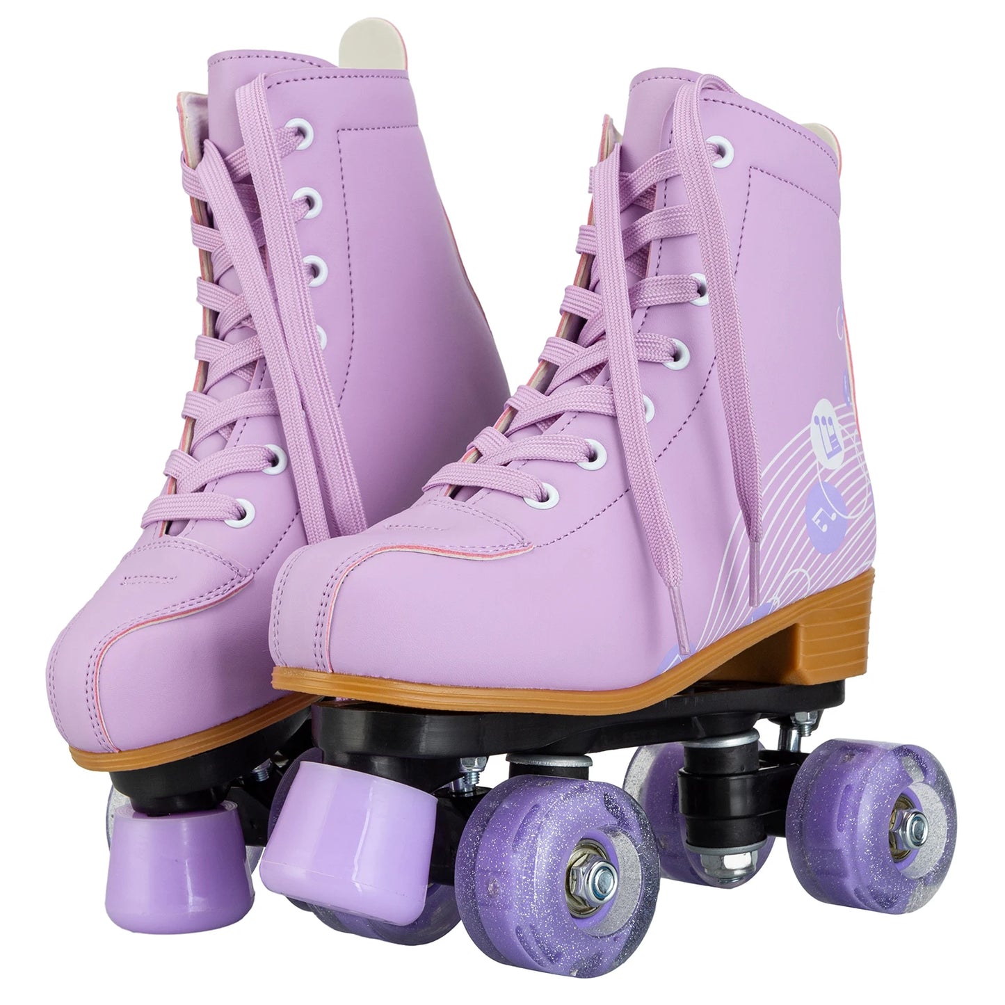 Pink & Purple Double Row Roller Skates for Women & Kids - Breathable Leather 4-Wheel Skating Sneakers