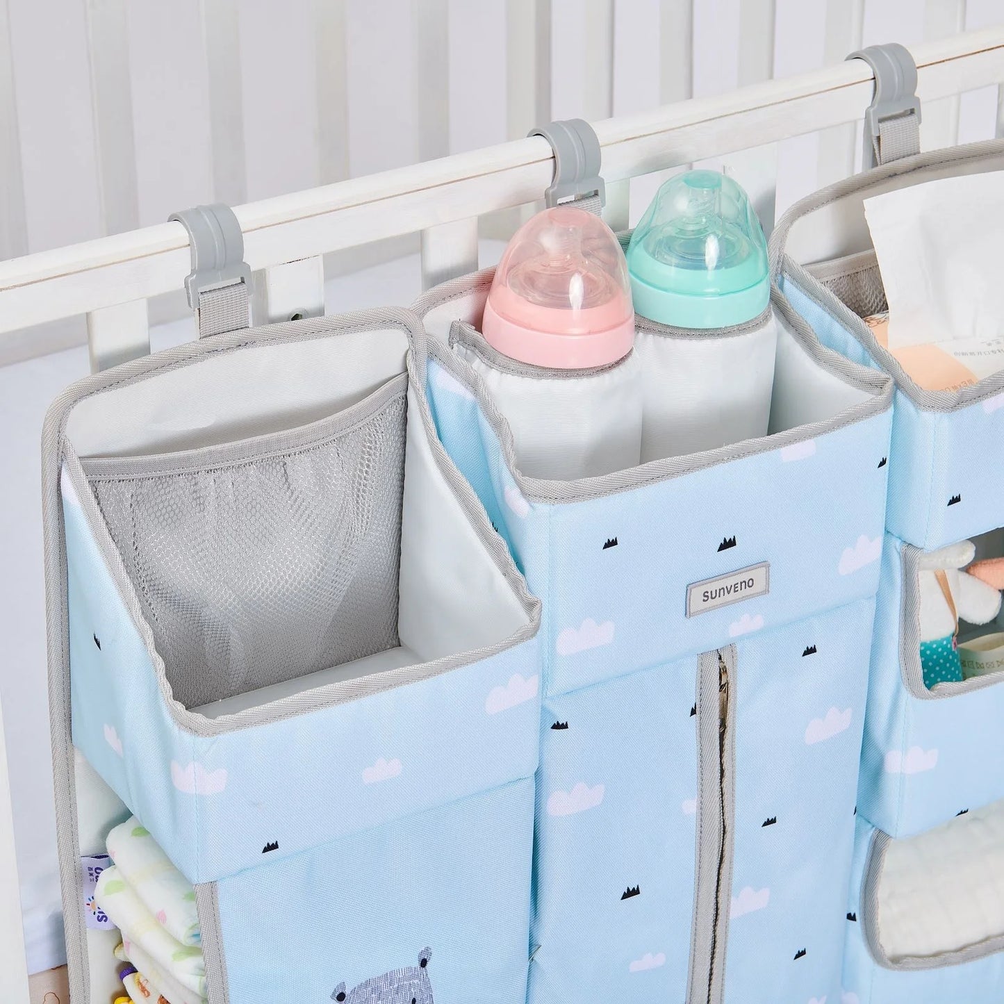 Sunveno Crib Organizer - Hanging Storage Bag for Baby Essentials