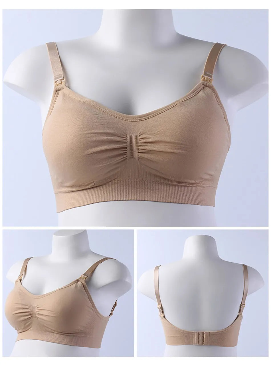 Maternity Nursing Bra - Detachable Seamless Breastfeeding Bralette for Pregnant Women, Plus Size Available