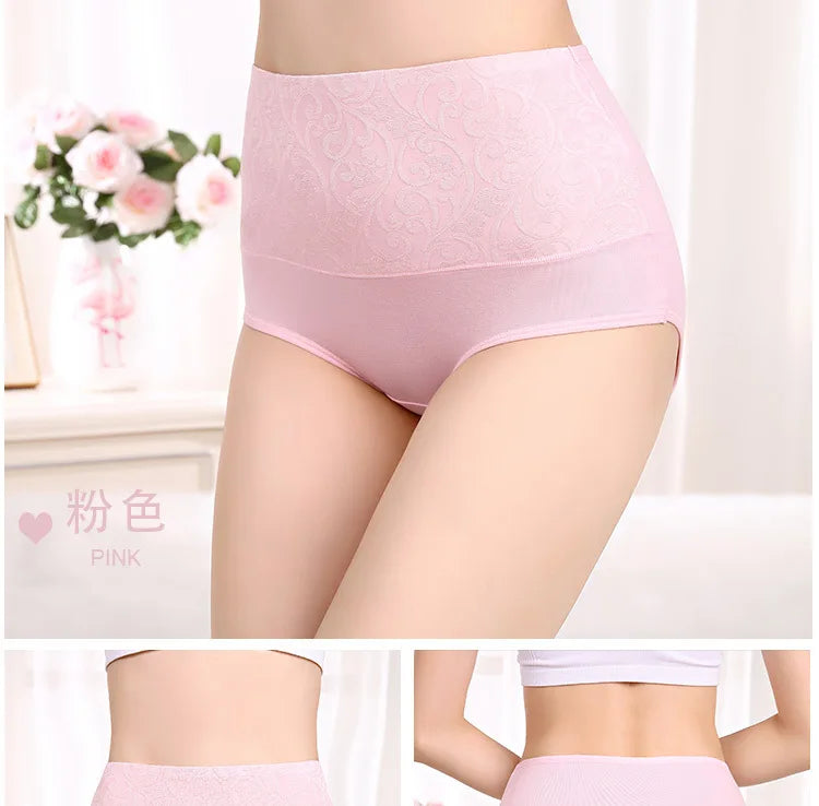 3Pcs Plus Size Cotton Panties for Women - High Waist Abdominal Briefs for Postpartum Recovery