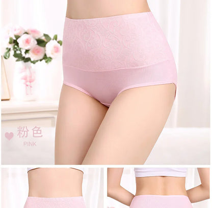 3Pcs Plus Size Cotton Panties for Women - High Waist Abdominal Briefs for Postpartum Recovery