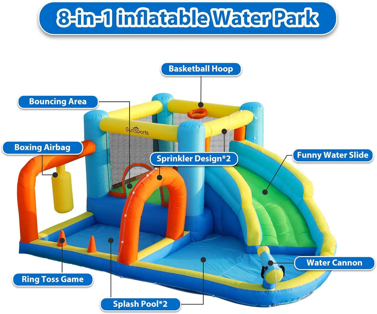 Inflatable Pool Slide - Kids' Bounce House and Slide for Outdoor Parties, Inflatable Water Slide for Backyard Fun