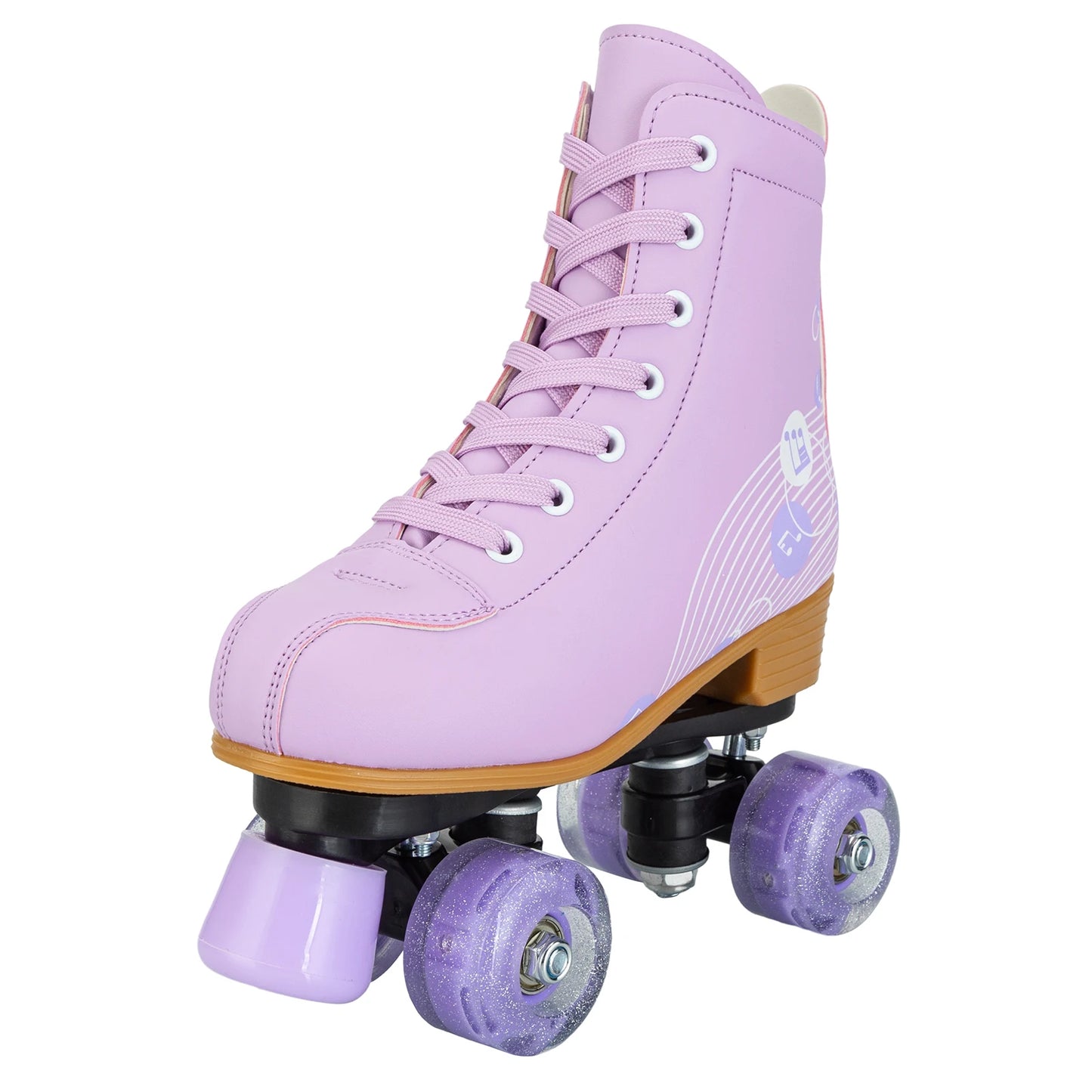 Pink & Purple Double Row Roller Skates for Women & Kids - Breathable Leather 4-Wheel Skating Sneakers