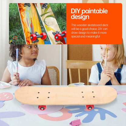 DIY Wooden Skateboard & Longboard Set - Blank Decks with Wheels and Trucks for Kids' Customization