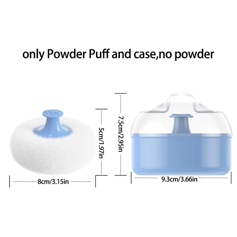 Baby Body Cosmetic Powder Puff with Container Case - Body Care Tool for Newborns