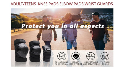 Adult, Youth, and Kids Protective Gear Set - Knee Pads, Elbow Pads, and Wrist Guards for Skateboarding, Roller Skating, Cycling, BMX, and Scootering