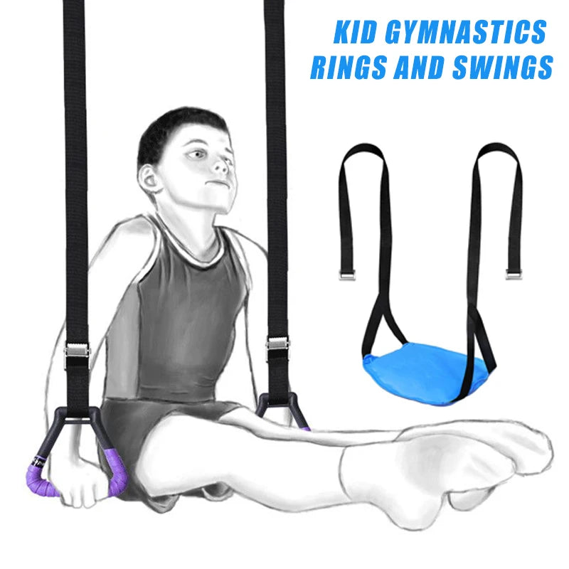 Gymnastics Rings for Kids - Non-Slip Gym Rings with Swing & Adjustable Straps, Pull-Up Workout Fitness Equipment Toy